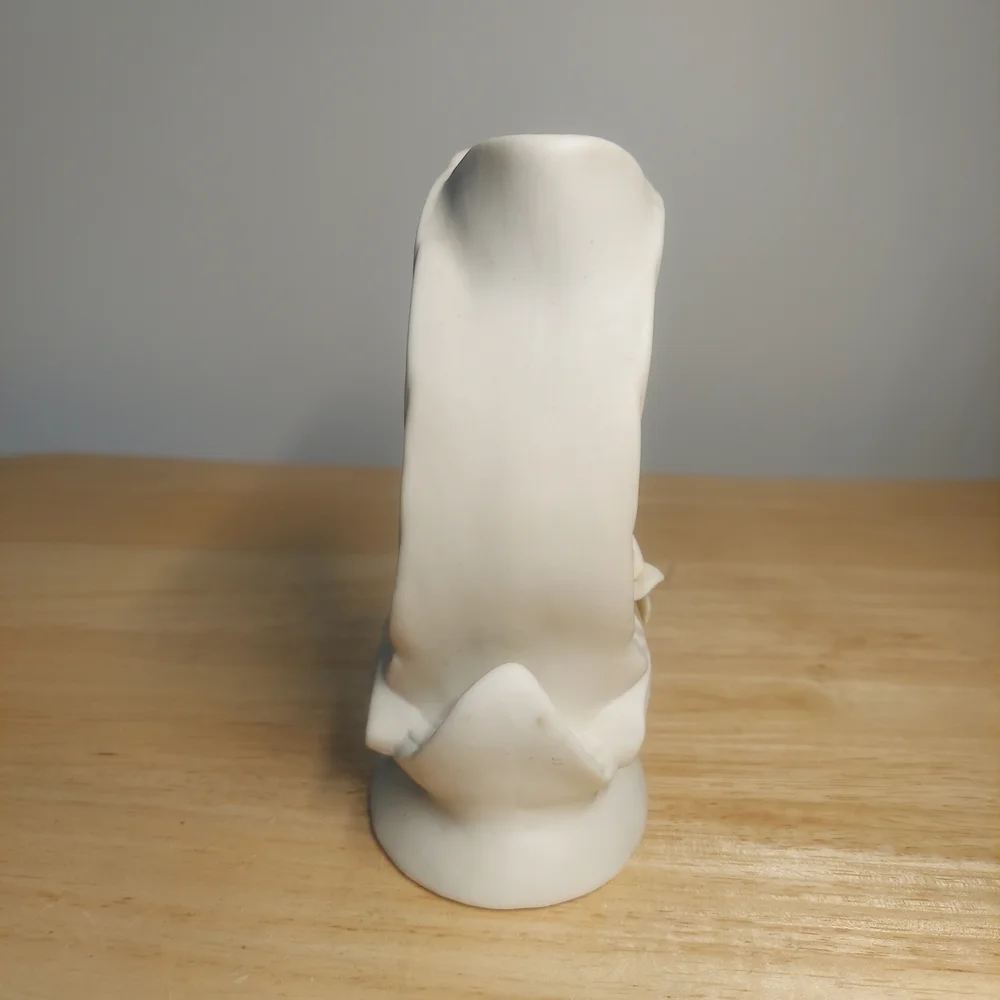 Vintage White Ceramic Swan Vase Planter Applied Roses Cottagecore Decor